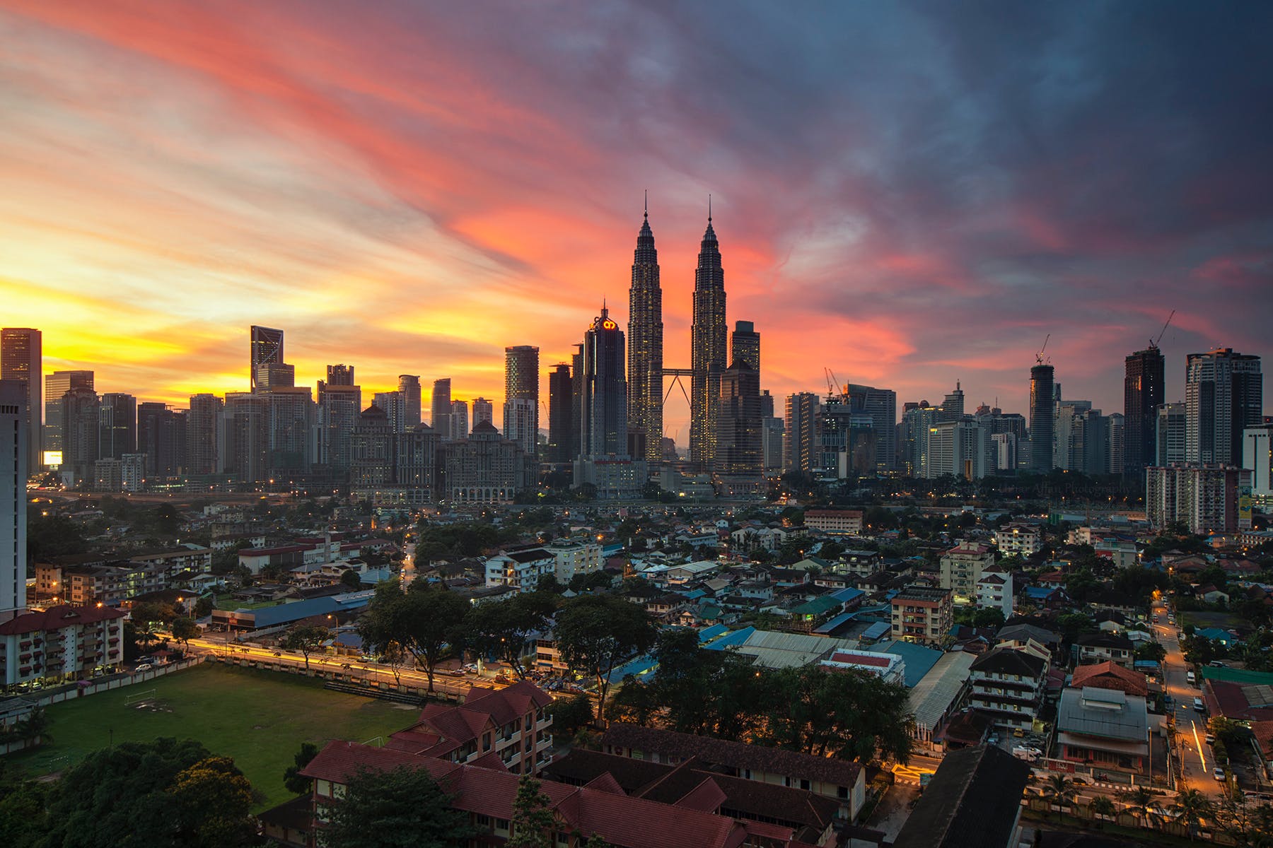 City Buildings Under Orange Sunset (scan documents online in malaysia)