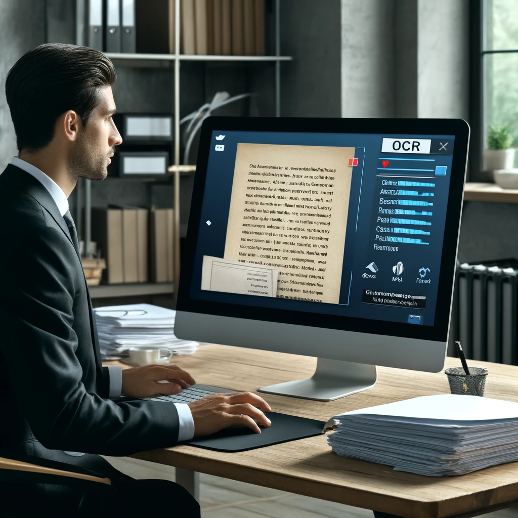 a man using ocr software to verified business document